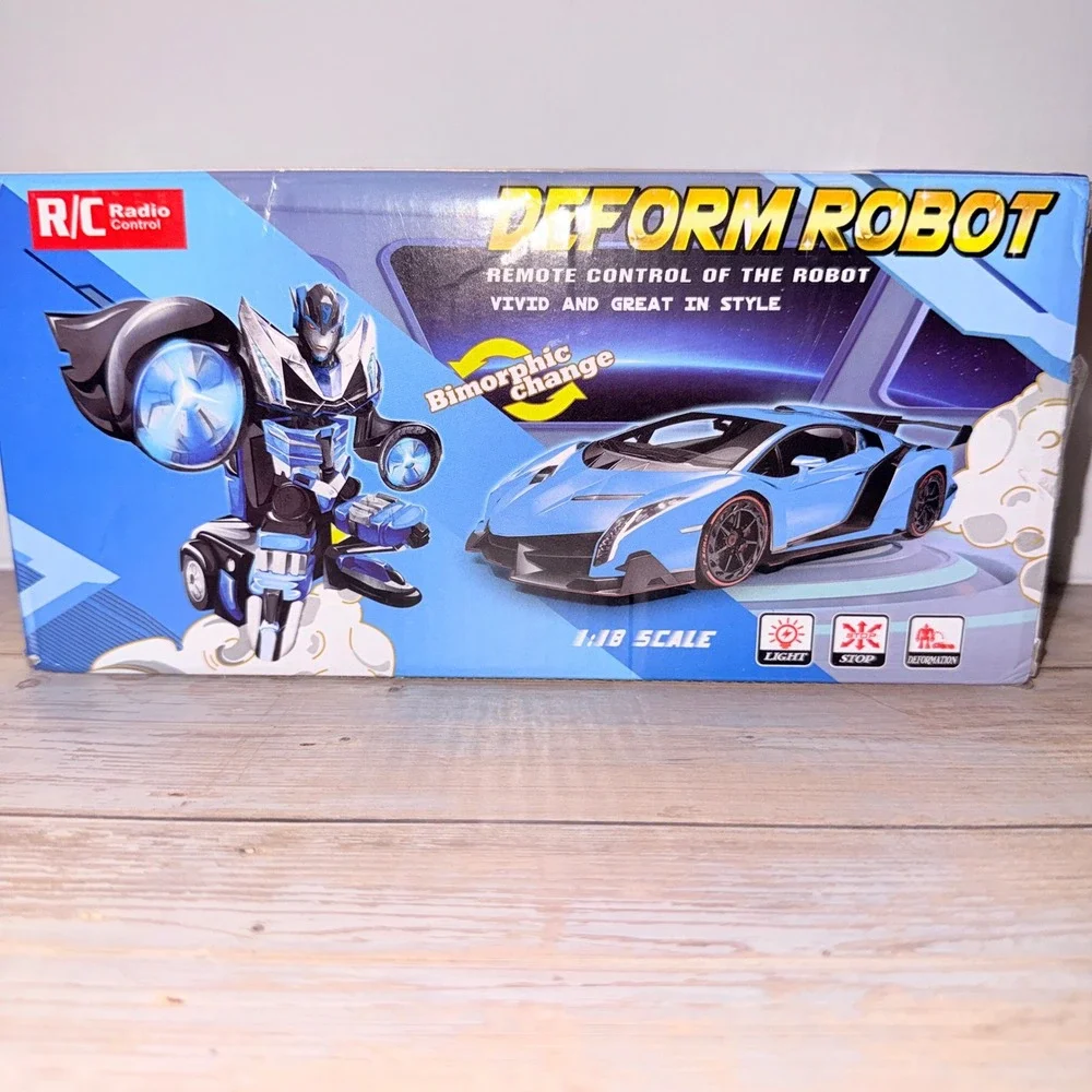 Deform Robot RC Car Kids 1:18 Blue NEW Transforming Sports Car NO.601